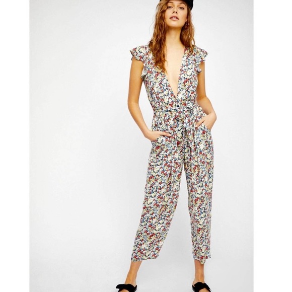 free people // ruffle your feathers floral jumpsuit - Picture 3 of 9